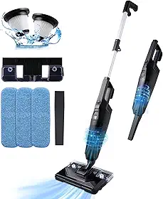 Aspirador de pó com 3 almofadas de esfregão Electirc Mop 600W 18kpa Aspirador vertical potente com fio de sucção leve esfregão elétrico para azulejo piso de madeira, limpeza de mármore
