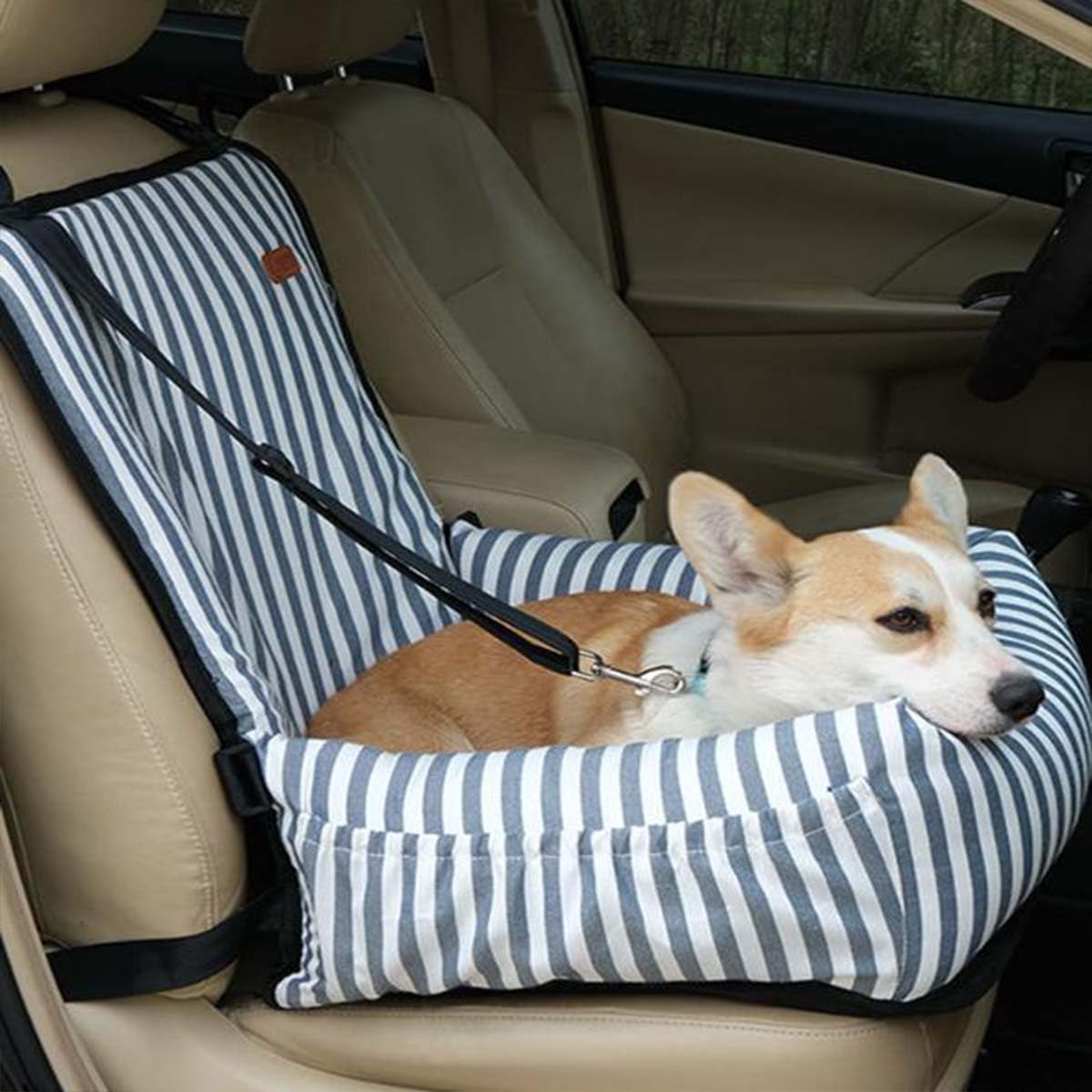 Cama elevada para asiento de coche para perro, impermeable y a prueba de arañazos, con cinturón de seguridad antideslizante para asiento trasero y delantero