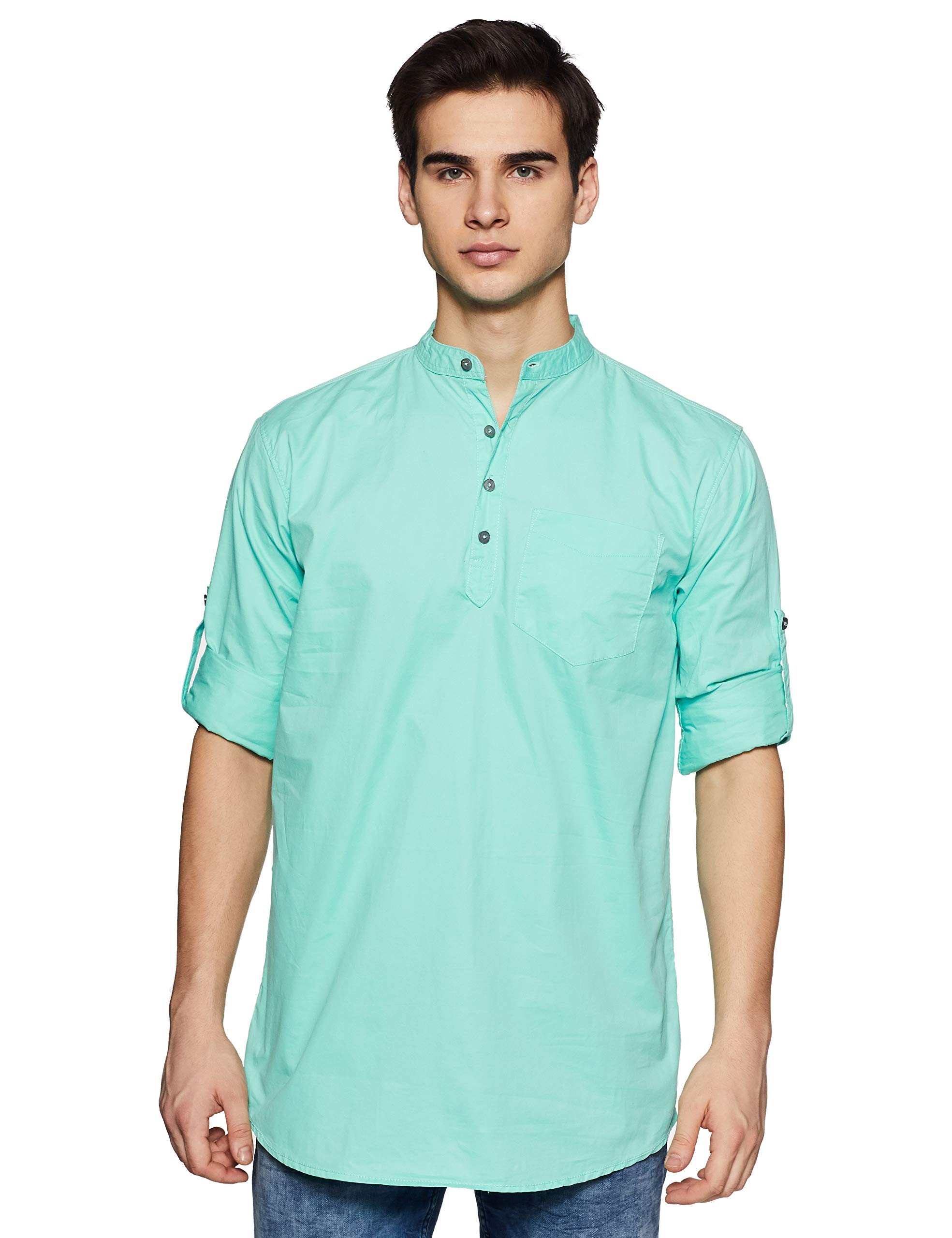 NeostreakMen's Solid Slim fit Apparel (neoshirtsolchi-halfplc_Aqua Blue 40)