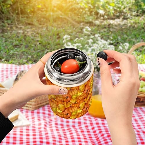 Miniatura 5 de MCHIVER Fall Funny Fresh Pumpkins Food Jar with Spoon Stainless Steel Vacuum Insulated Food Container 17 oz Soup Thermos for Lunch