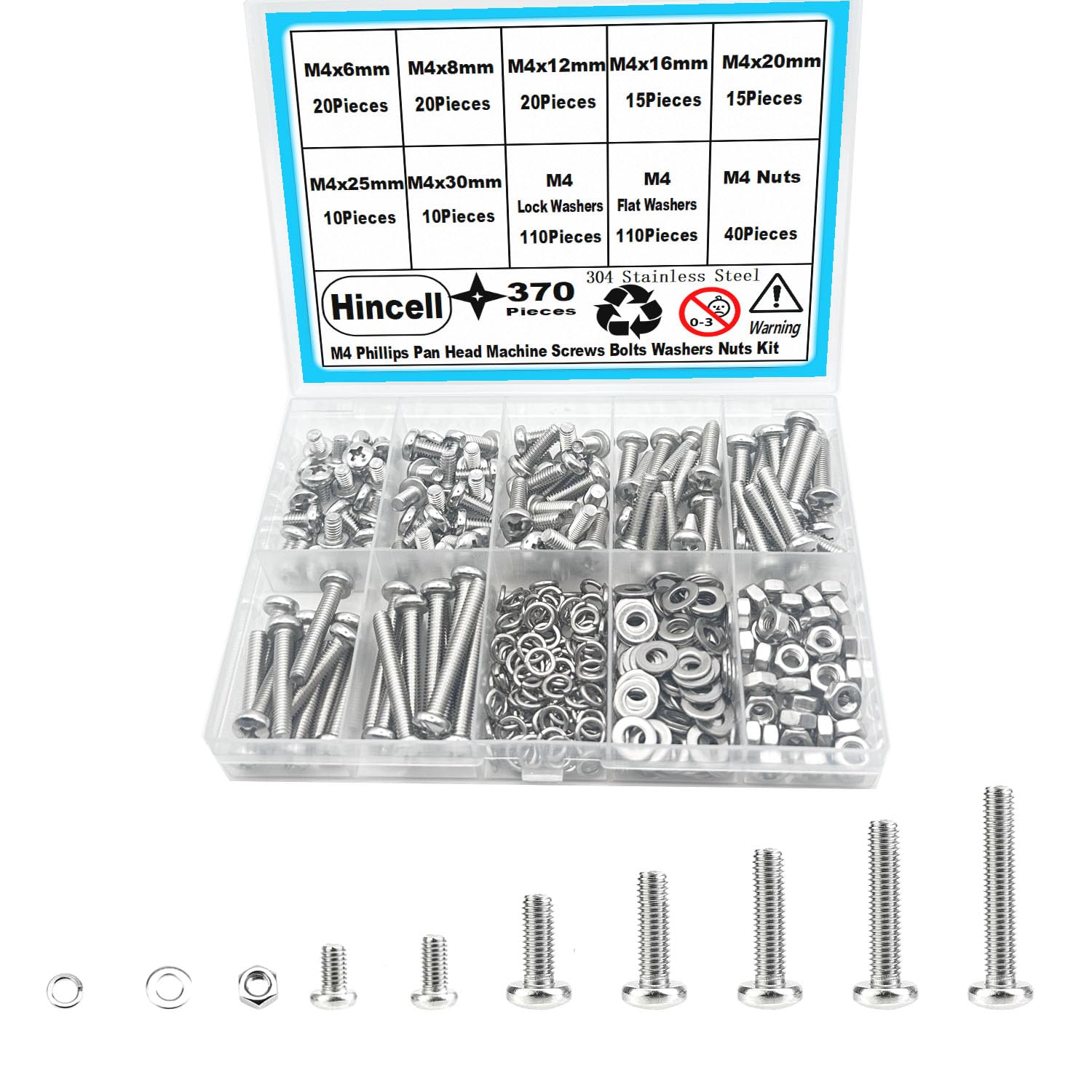 540pcs M3 Stainless Steel Screws, Nuts & Washers Kit -7 540pcs M3 Stainless Steel Screws, Nuts & Washers Kit -7