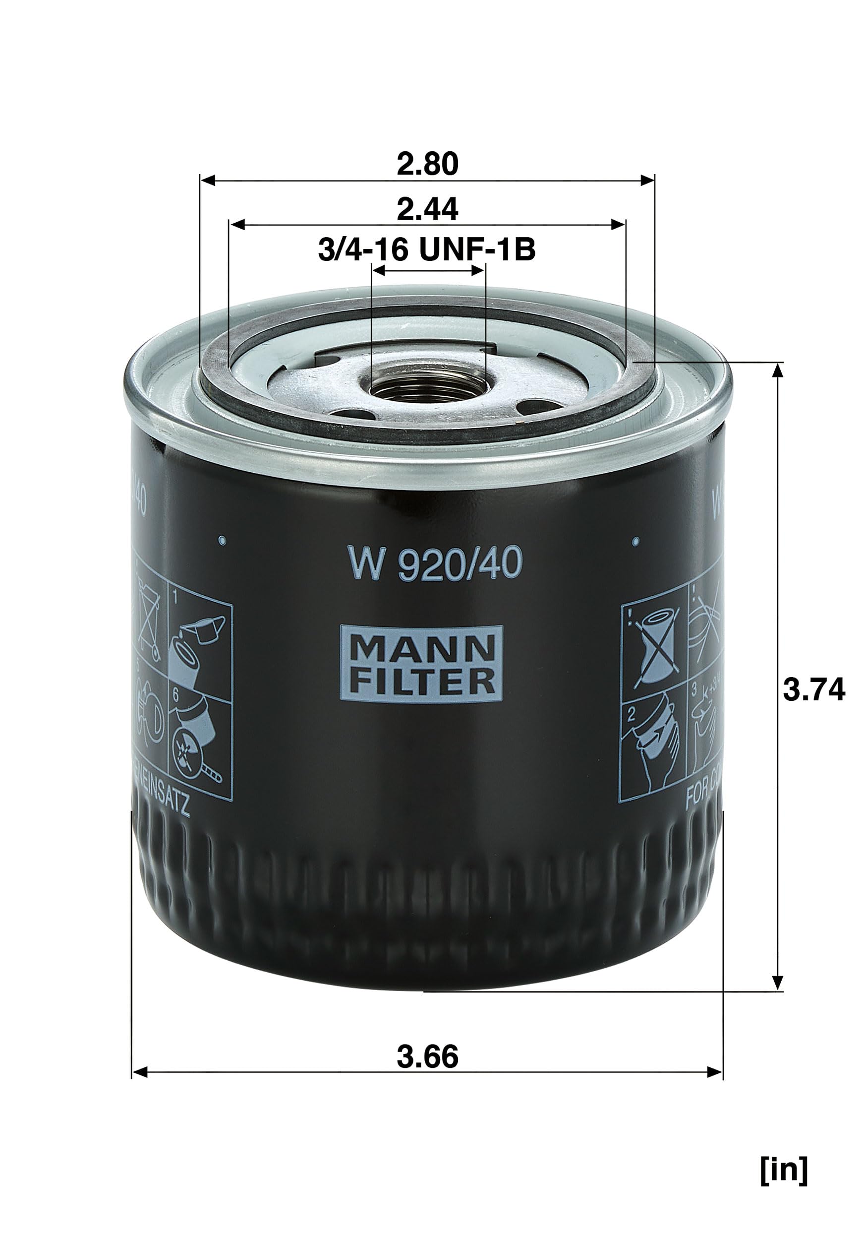 MANN-FILTER, W 920/40 Hydraulique