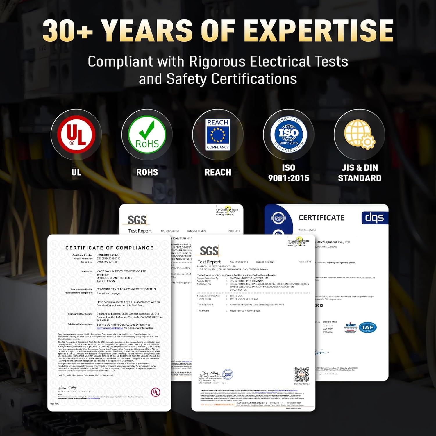 100 Pcs Nylon Spade Quick Disconnect Wire Connectors, Blue 16-14 Gauge Fully Insulated Male and Female Spade Wire Terminal Connectors, Electrical Crimp Terminals