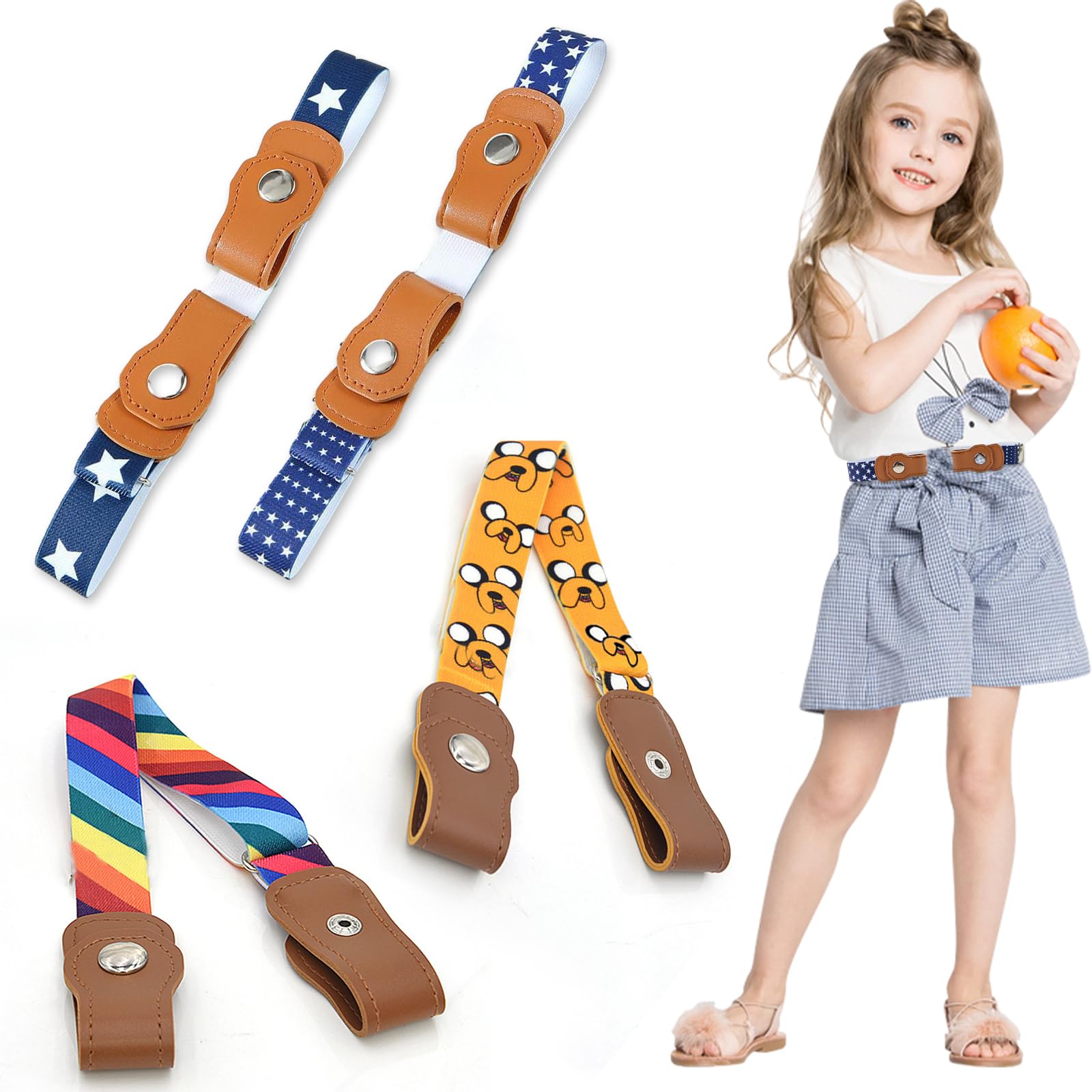 Tacino4 Pieces Children's Belts, Children's Belt Boys, Belt for Boys and Girls, The for Your Child