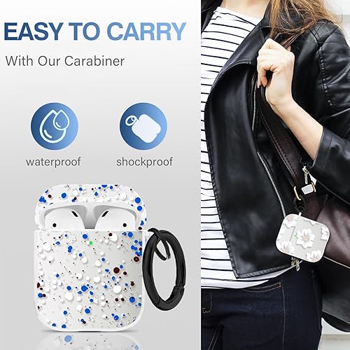 Vista 200 de Maxjoy for AirPods 2nd Generation Case, Unique Design Hard Protective Shockproof Airpods Case Cover with Keychain Compatible with Apple AirPods Sea