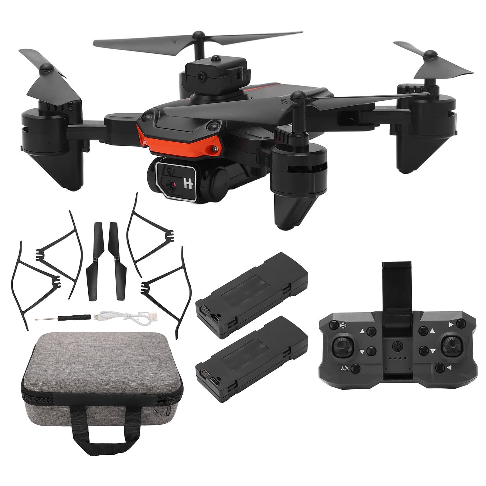 Dron plegable ultraligero, Dron con cámara 4K, ajuste de velocidad de inicio de una tecla, aplicable para mayores de 14 años (batería de control remoto no incluida)(doble electricidad)