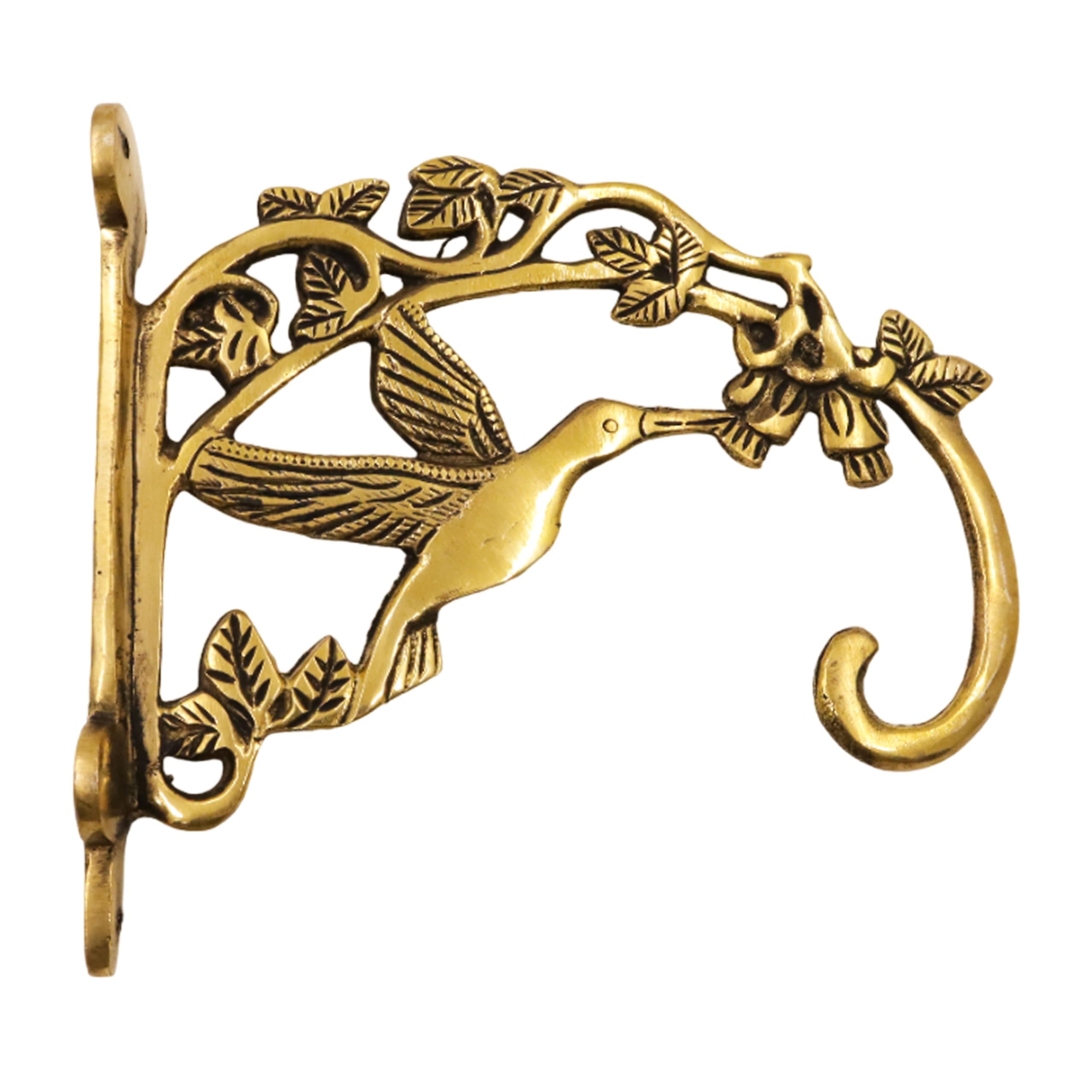 Traditional Handcrafted Brass Wall Hanger for Diya’s and Lantern| Brass Wall Mount Bracket for Planters and Bird Feeders| Hanging Wall Bracket| Home Décor [Weight: 570gm] (Bird)-image-32