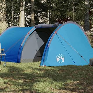 Tunnelzelt Personen Grün wasserdicht aus Polyester mit PU-Beschichtung, 405x170x, mit E-Anschluss, abnehmbarem Überzelt, ideal für Camping, Outdoor, Trekking und Festival