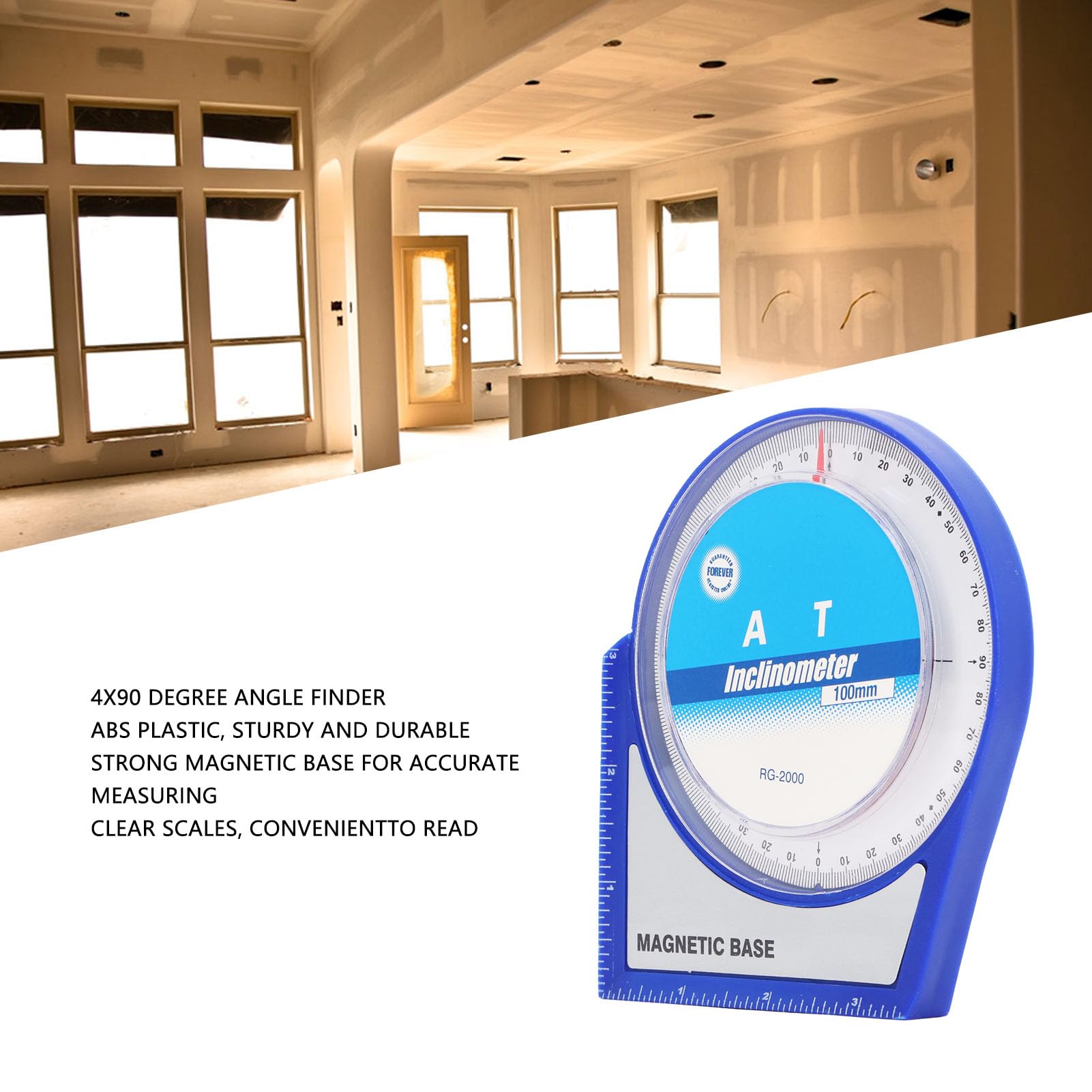 Xiuganpo Angle Finder Inclinometer Protractor Magnetic Base, Convenient to Use Mini Tilt Level Meter ABS Plastic, Level Locator Tool, for Various Angles Measurement Engineering