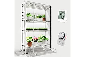 4-Tier Indoor Greenhouse Tent with Grow Light, Shelves, and Thermometer