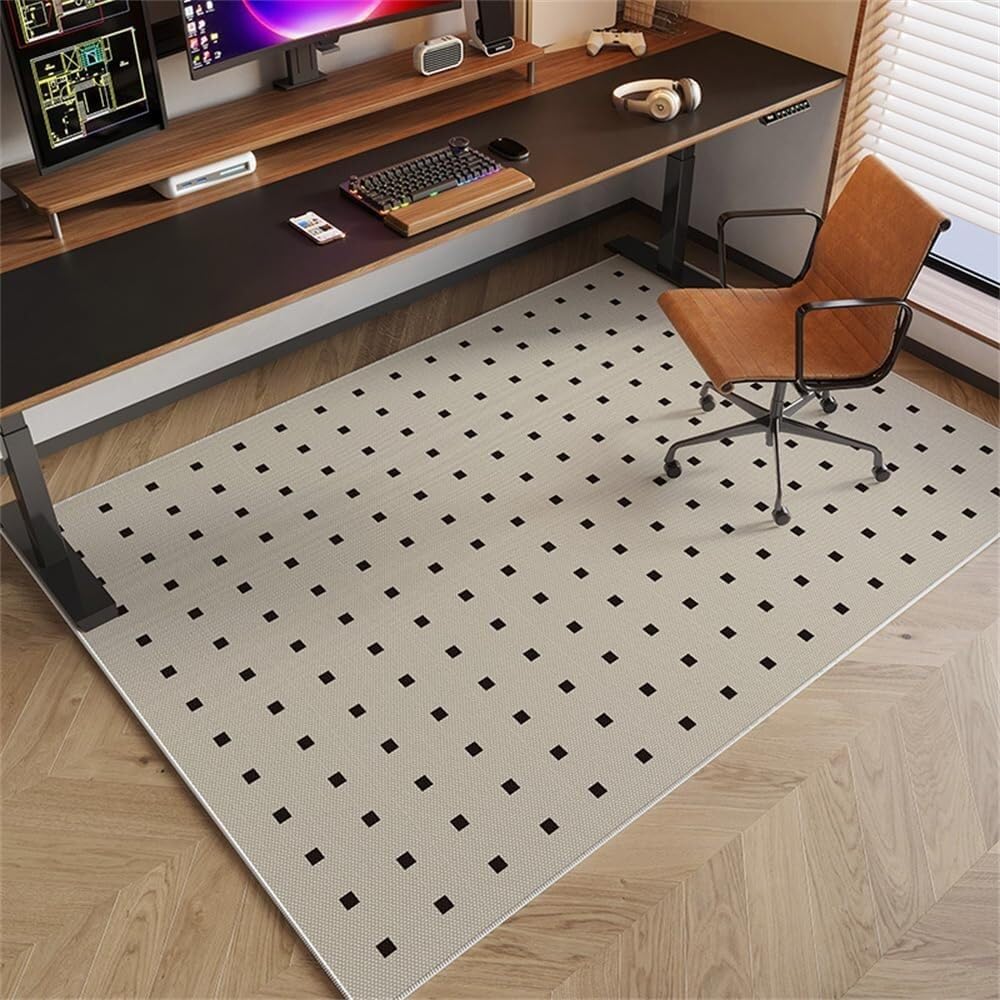 Protecteur de plancher en bois haut de gamme au motif Small Black Grid élégant 120cm