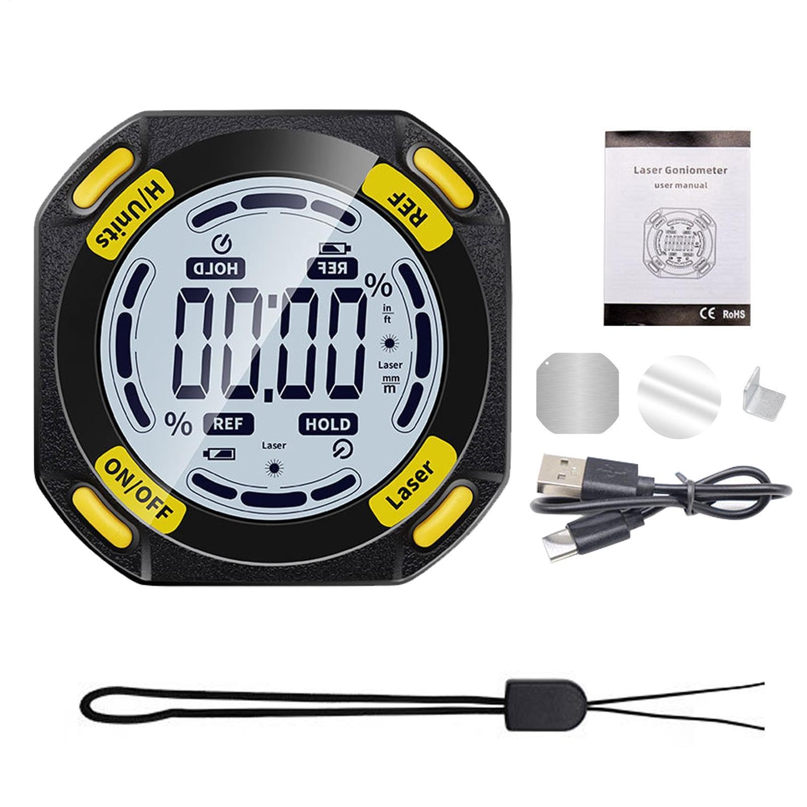 Medidor de ángulo digital – Medidor electrónico magnético, inclinómetro | cúbico | de nivel de precisión para carpintería, pantalla de retroiluminación, medición, sierra ingletadora biselada