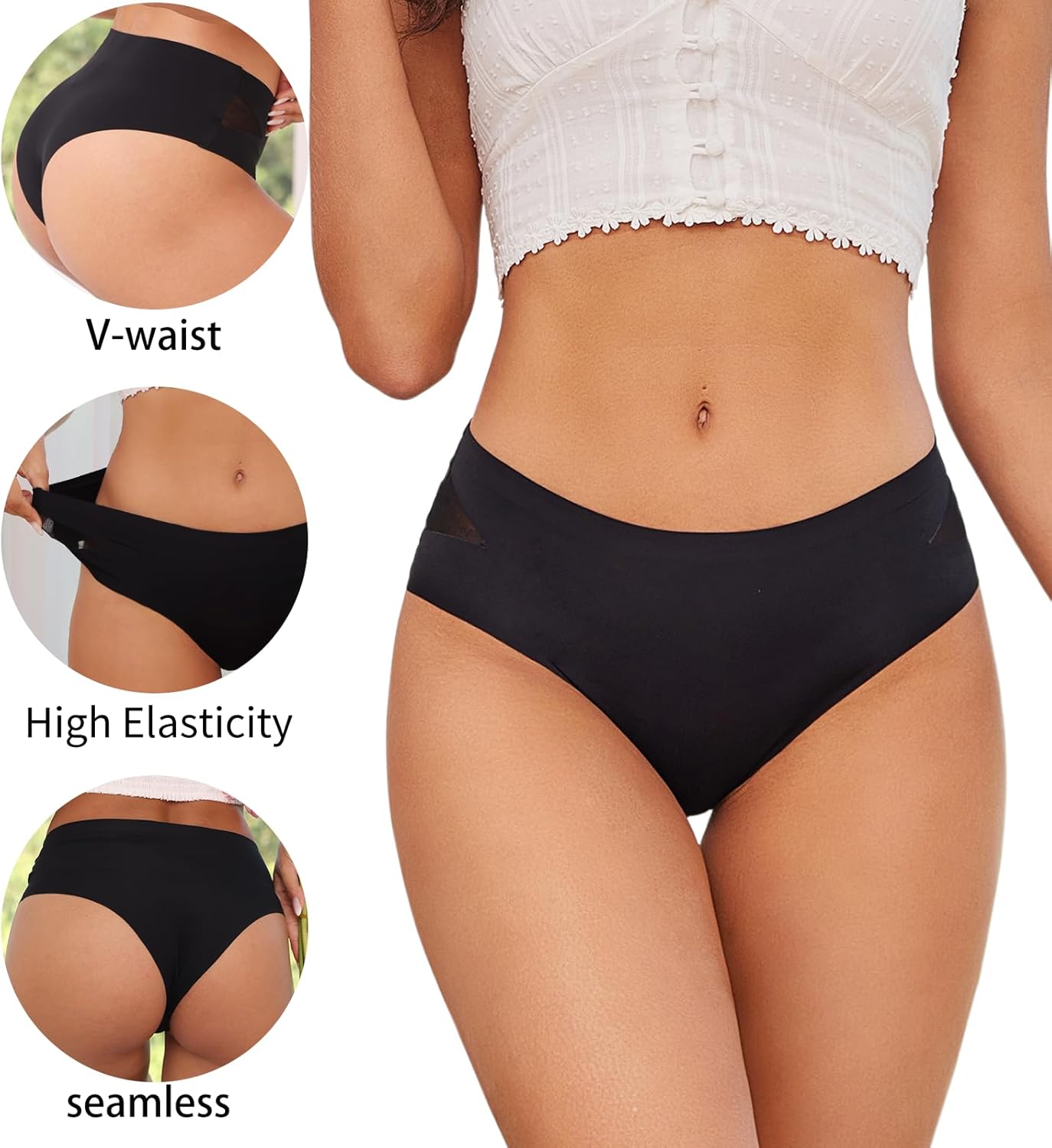 5 Pack Seamless Underwear for Women No Show Hipster Panties Invisibles Briefs Soft Stretch Bikini Underwears - Image 2