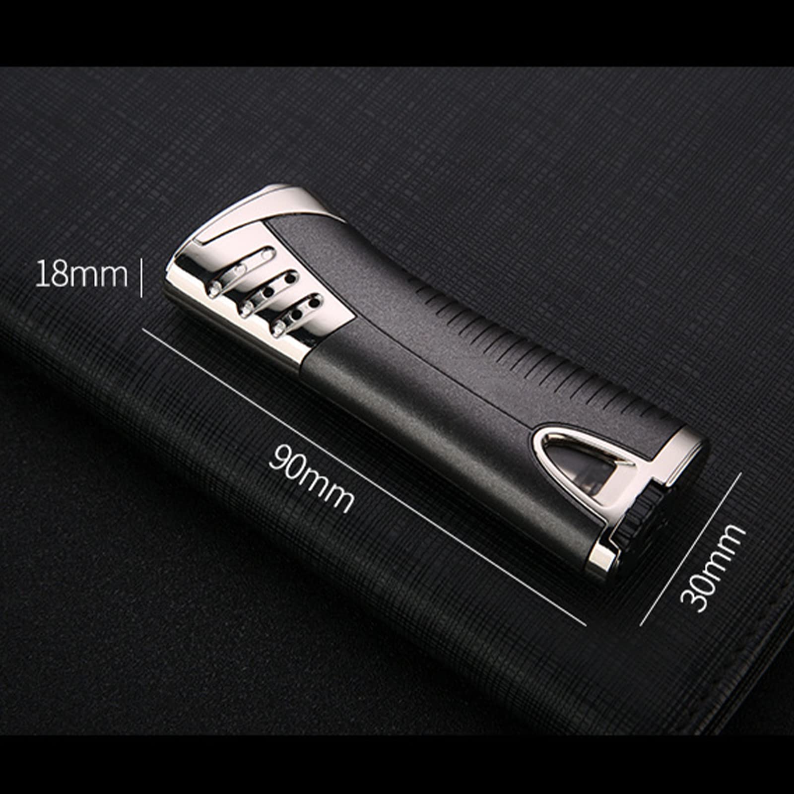 Encendedor de Metal Turbo Jet a Prueba de Viento, Encendedor de Cigarros de Gas Butano Recargable, Accesorios Ajustables para Fumar con Llama Azul, Regalo para Hombres,Gold