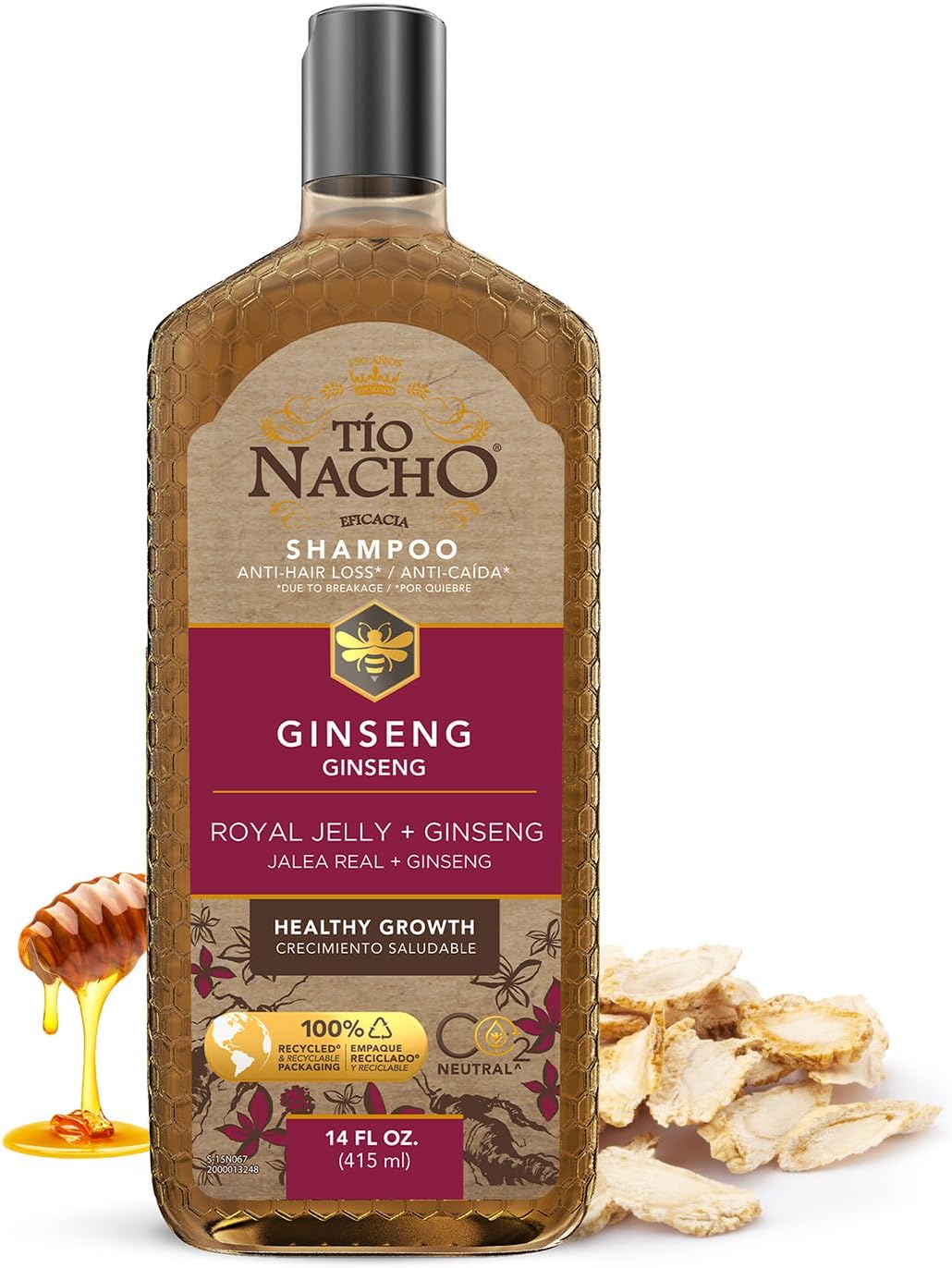 Tio Nacho Shampoo with Ginseng, Royal Jelly, Aloe Vera & Jojoba, Strengthening Hair Care to Reduce Loss & Breakage, Revitalizing, Nourishing Formula, 14 Fluid Ounces