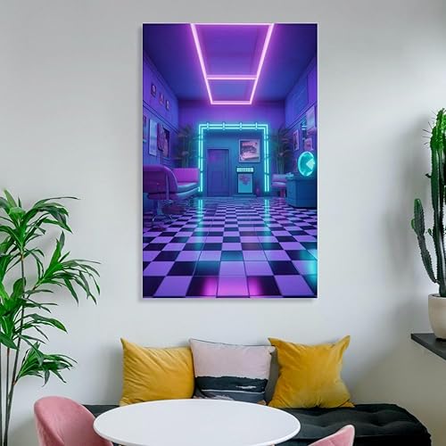 Miniatura 6 de josnmre Retrowave - Póster retro estético de neón Synthwave Cyberpunk para decoración estética de habitación, papel tapiz de pared para dormitorio,