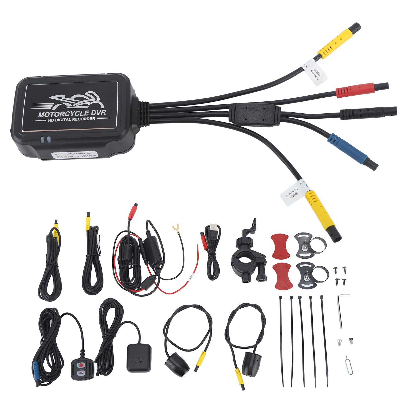 Podwójny rejestrator jazdy motocyklem 1080P HD i system kamer wideo DVR dla UTV ATV i wózków golfowych Monitorowanie parkowania WiFi ze stabilizacją obrazu i wodoodporną (WiFi)