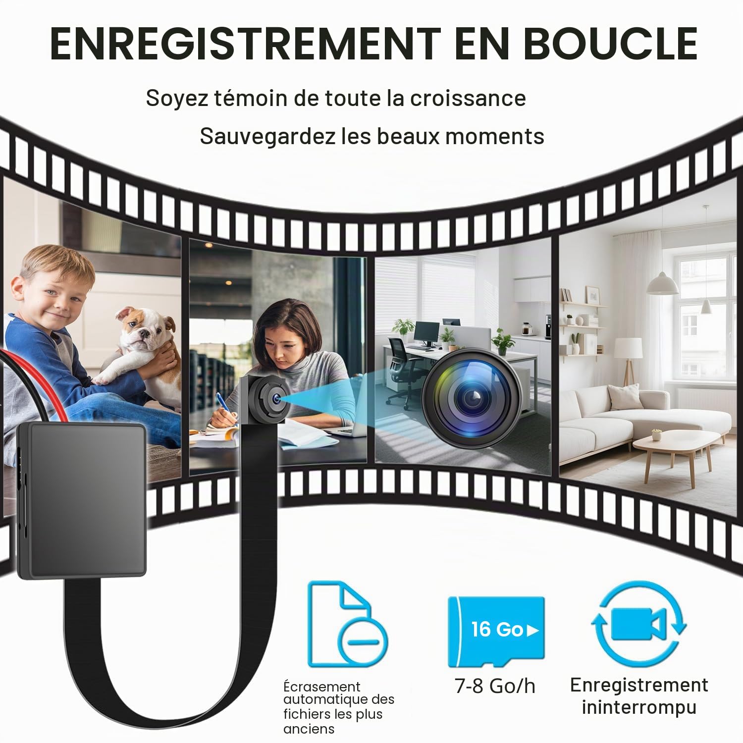 Caméra Espion 1080p Mini cachée OTADUG avec Microphone et Carte SD 16 Go