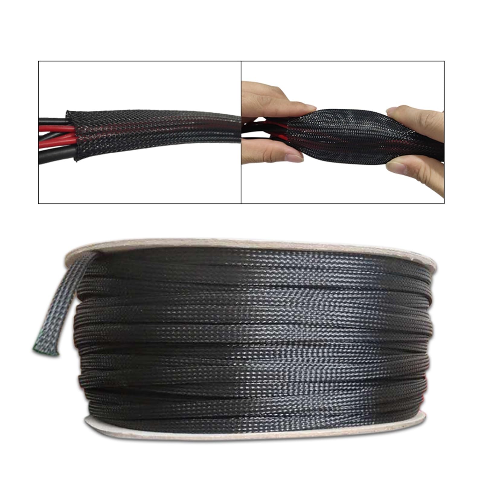 5M Funda Tubular Trenzada Expansible De PET De 4-25mm De Ancho Para Protecci&oacute;n De Cables E Hilos