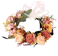 Vista 10 de Corona floral guirnalda de flores diadema diadema corona floral diadema halo boho fiesta baile boda fotos naranja