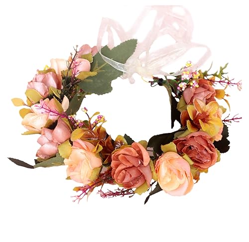 Miniatura 10 de Corona floral guirnalda de flores diadema diadema corona floral diadema halo boho fiesta baile boda fotos naranja