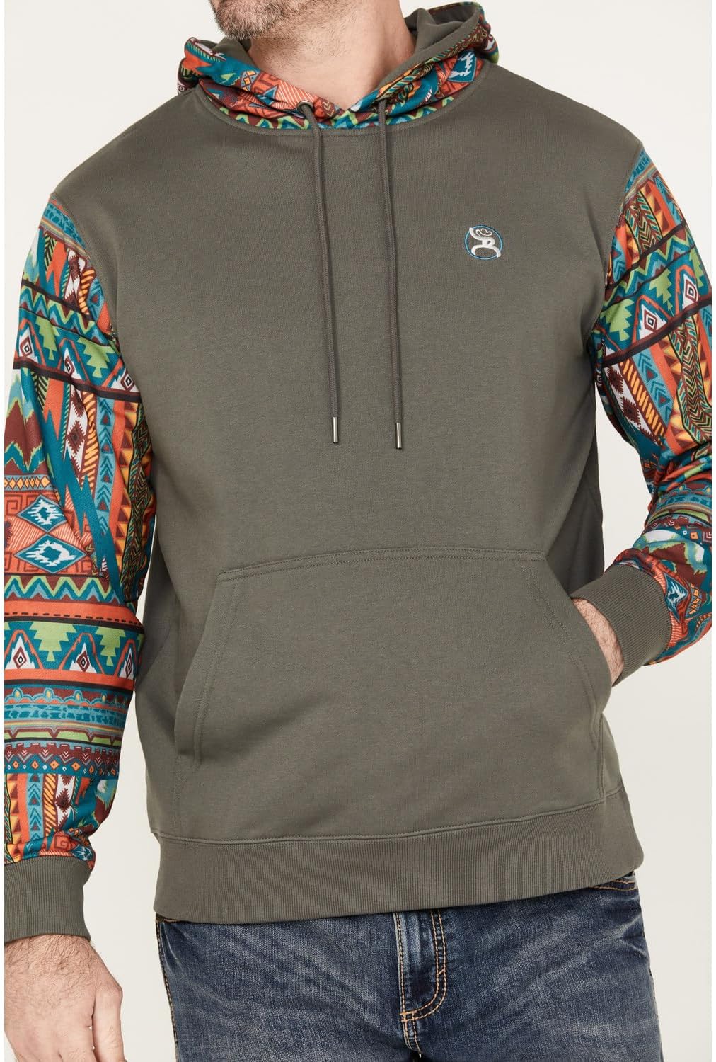 Hooey Men's Roughy Summit Multicolored Print Hooded Sweatshirt Charcoal Small - Image 3
