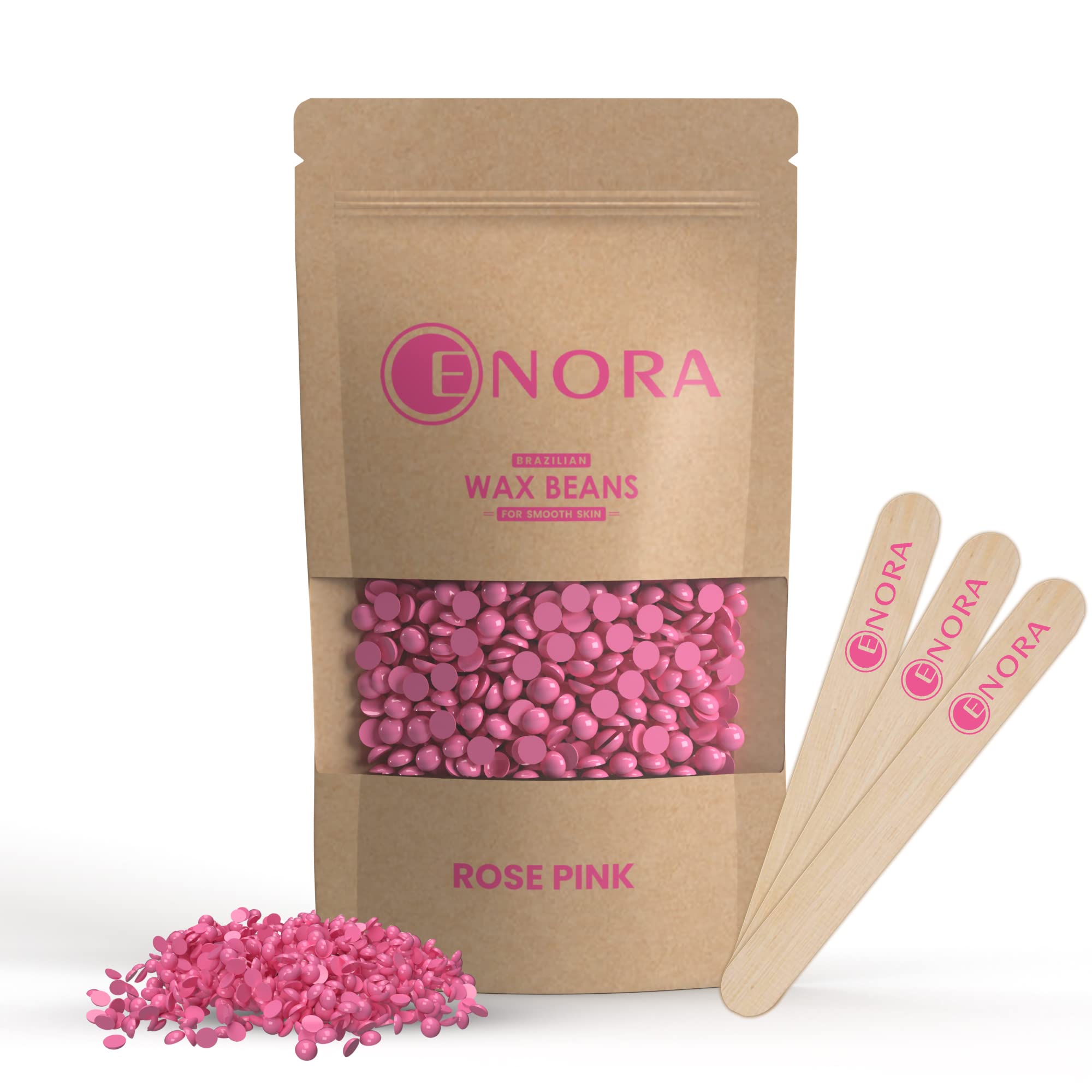 ENORA Brazilian Stripless Wax Beans for Women (150g) | With Wooden Spatula | Natural | For Face, Chin, Hairline, Bikini Area & Full Body Hair Removal (150 Gram, Rose Pink)-image-38