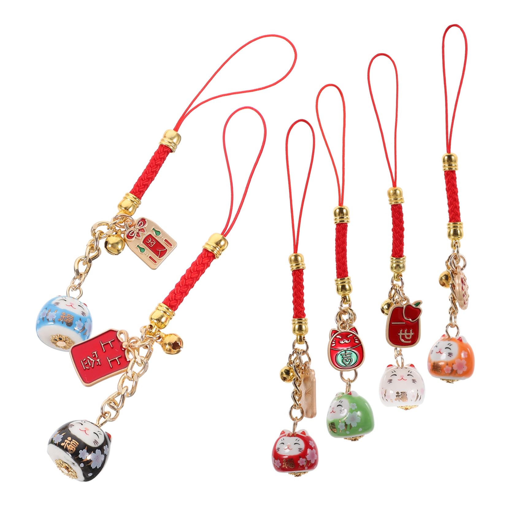 LIFKOME Stk Glückliche Katzenverzierung Schlüsselanhänger glücksbringer deko schlüssel katzen anhänger key chain Hängendes Katzenornament Rucksackanhänger Lanyard- Keramik