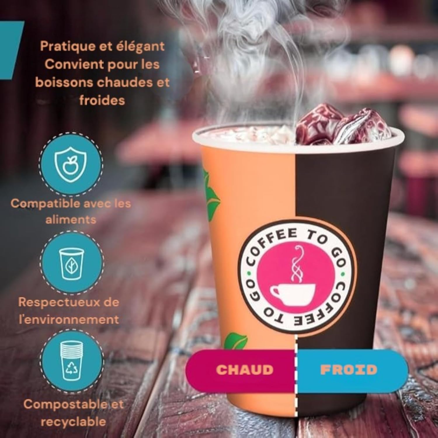 EURO DECO 500 Gobelets en carton jetables biodégradables 180 ml / 7-oz, Très Résistant et Sans Fuite Idéal Café, Boissons Chaudes et Froides Idéal Entreprise (500pcs)