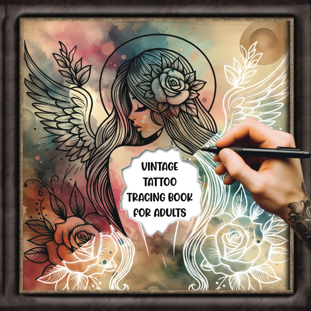 Vintage Tattoo Tracing Book for Adults: Follow the White Outline to Reveal Bold Ink Illustration, a Hybrid of Reverse Coloring Book and Drawing