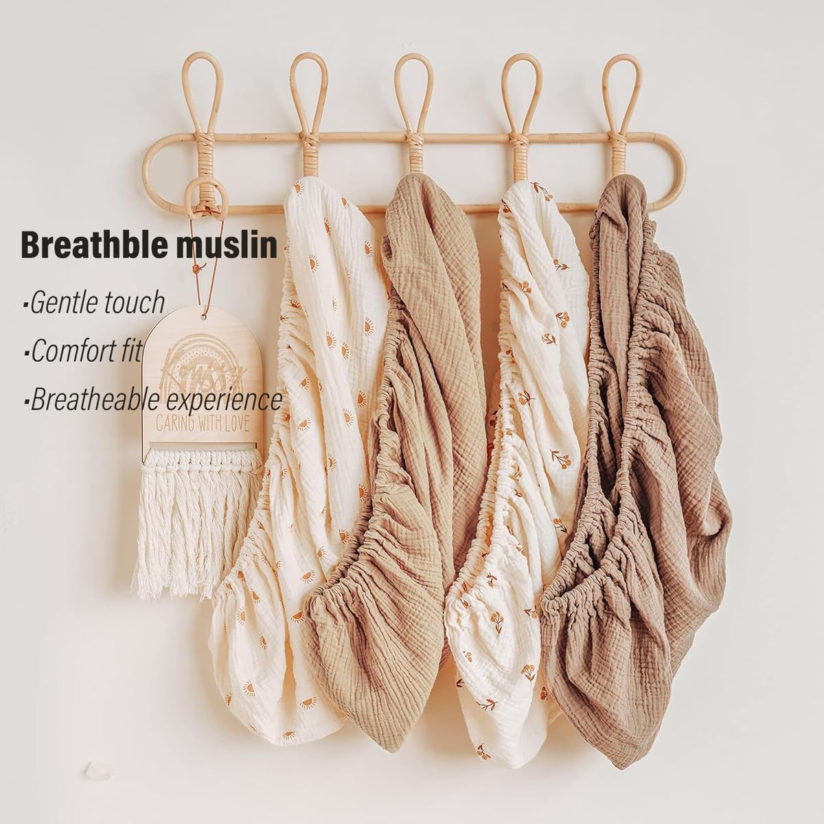 Liemuao Lot de 3 Draps Housse 80x40 cm Lit Bébé, Berceau, Lit Parapluie, Confortables Fitted Draps Lit Bebe Matelas Enfant en 100% Coton Draps-Housses pour Couffin de bébé garçon et Fille (Beige)