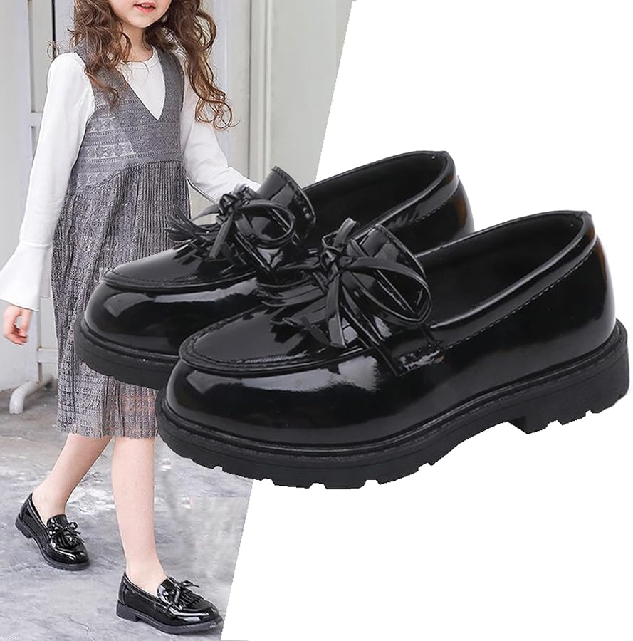 Amazon.com | WUIWUIYU Girls Patent Leather Slip-On Penny Loafers