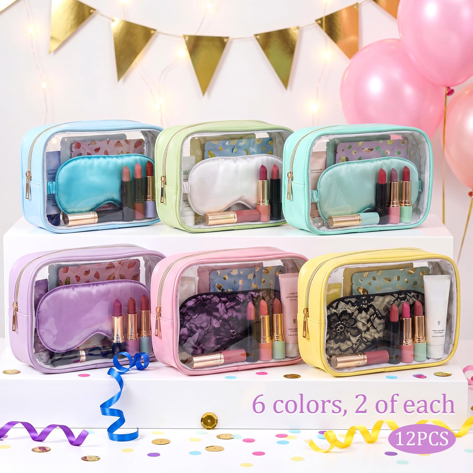 Abbylike Transparente Make-up-Tasche, PU-Leder, Reise-Kosmetiktasche, Schlafsaal, Make-up-Tasche, kleine Kulturtasche mit Reißverschluss, Auto-Organizer, wasserdicht, für Damen, Sommer, Urlaub