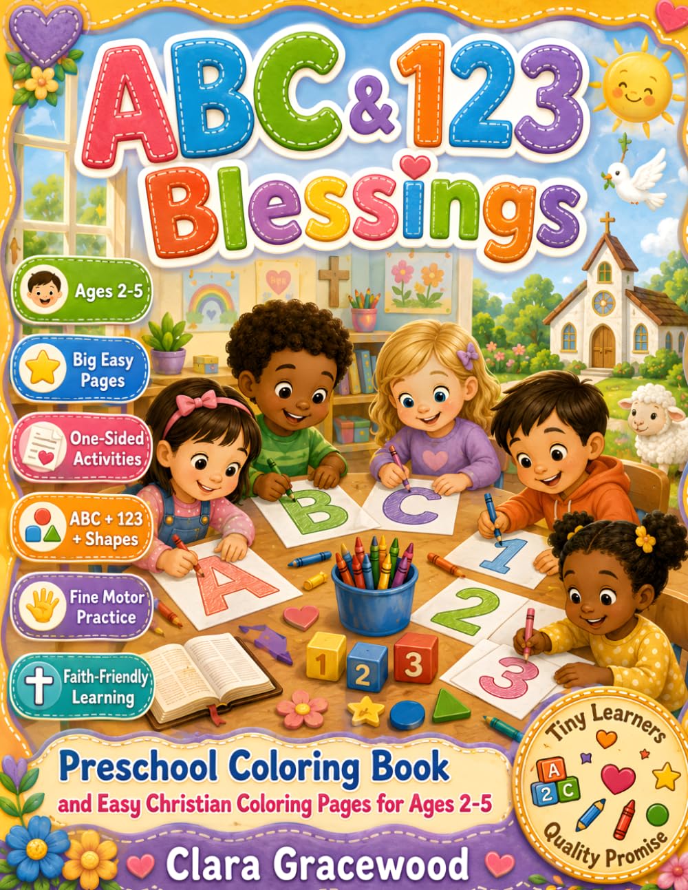 ABC & 123 Blessings Preschool Coloring Book: A Faith-Friendly Preschool Activity Book for Ages 2-5