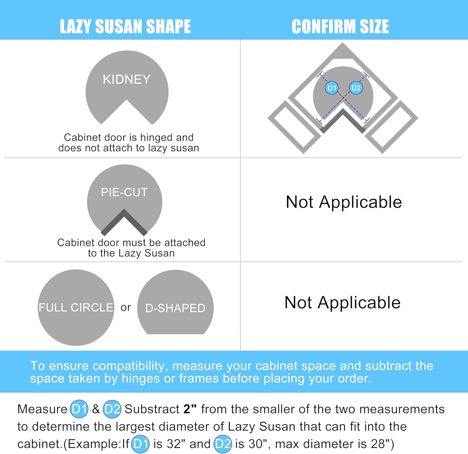 28" Kidney Lazy Susan for Cabinet, 270° Height Adjustable Replacement Shelves for Kitchen Corner Cabinet(Cannot be Door-Mounted)