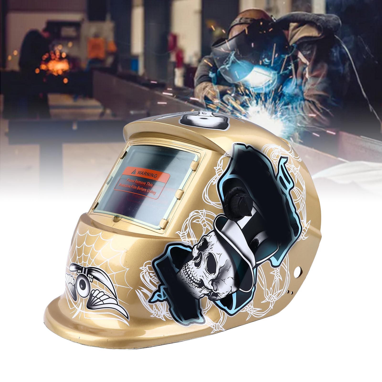 Casco per Saldatura Ad Energia Solare, Oscuramento Automatico Casco per Saldatura Portatile Regolabile con Schermo Grande 93x43mm Ampia Applicazione per il Taglio