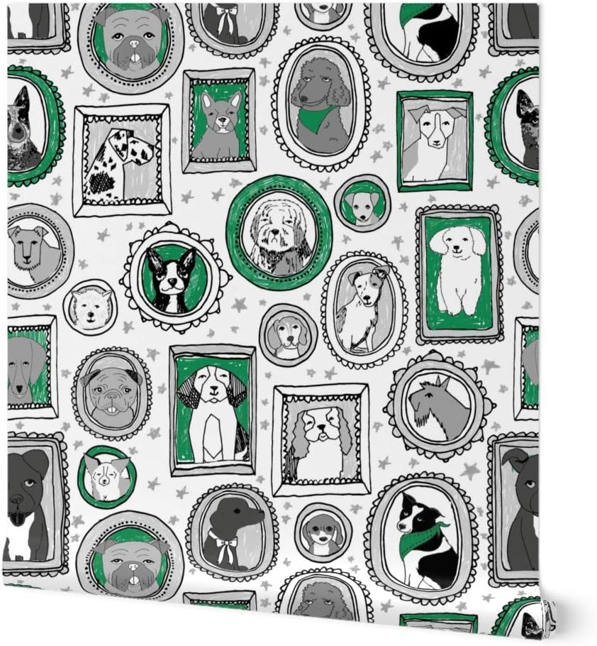 Peel & Stick Wallpaper 3ft x 2ft - Dog Portraits Extra Large Cute Dog Breeds Puppy Pet Lover Dog Mom Custom Removable Wallpaper by Spoonflower