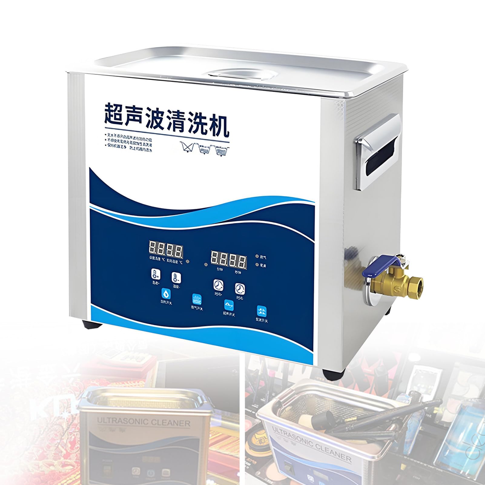 Limpiador Ultrasónico Digital de 40 Khz Baño Ultrasónico Comercial Profesional con Temporizador y Calentador para Joyería Dentaduras Postizas y Piezas Metálicas 306-6.5L