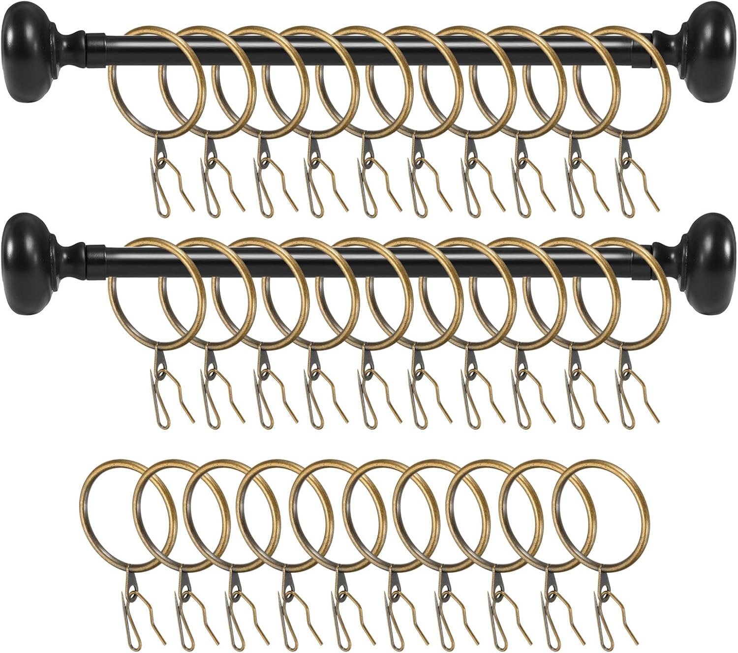 PATIKIL 30 Pcs Metal Drapery Curtain Rings, 38mm Window Rod Hanging Ring Curtain Drapery Pin Hooks for Window Bathroom Living Room Brackets, Bronze