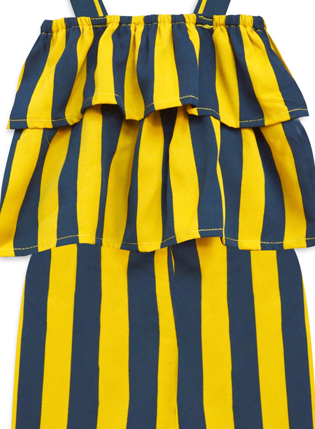 A.T.U.N. (ALL THINGS UBER NICE) Polyester Ruffle Jumpsuit (GJST FIO_Mustard-Navy_9-10 Years) - Image 3 thumbnail