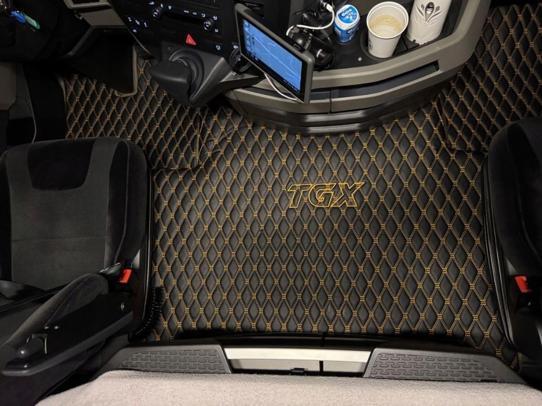 Alfombra de camión compatible con MAN TGX 2020+ alfombrilla de pie (material rojo, hilo negro)