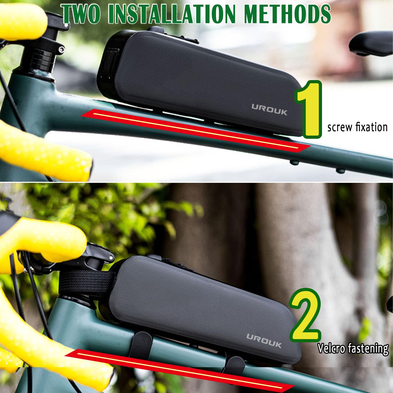 Borsa per Tubo Superiore per Bicicletta con Cerniera da EVA con Impermeabile,Borsa per Telaio da Bicicletta Para Movimento per Bici da Corsa,Gravel e MTB，Nero