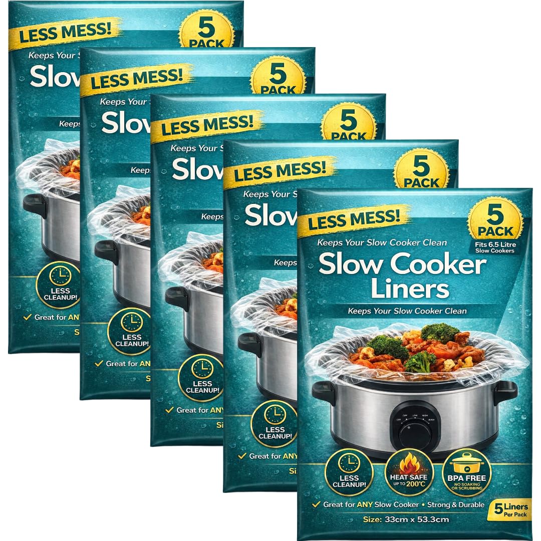 LND Gifts Slow Cooker Liners, Pack of 25 Universal Size Slow Cooker Bags, Suitable for 6.5 Ltr Round and Oval Slow Cookers 33cm x 53.3cm bags for slow cooker liner