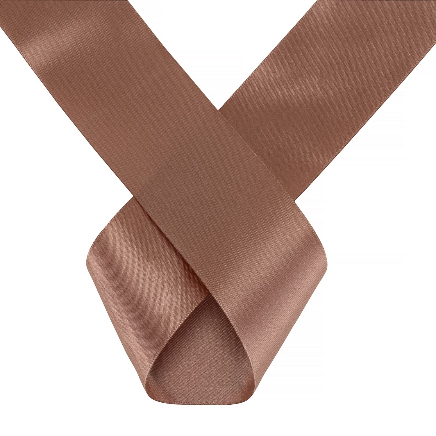 WedDecor Dark Rose Gold Ribbon for Gift Wrapping, 50mm x 25 Metres Double Sided Polyester Satin Ribbon Roll for Christmas, Wedding, Crafting, Sewing, Hair Bow, Birthday Cake Decoration