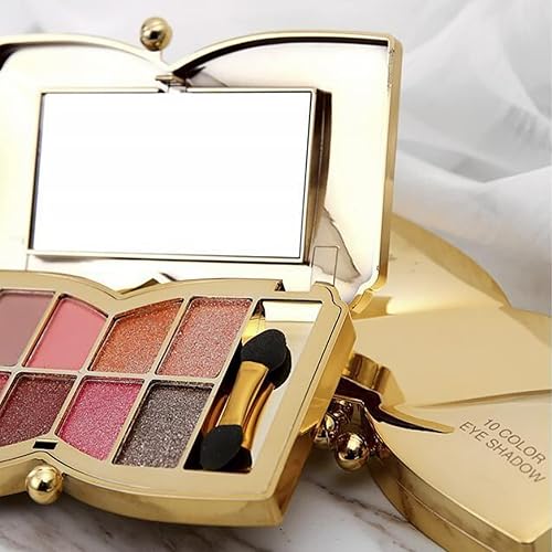 Miniatura 46 de Paleta de sombras de ojos doradas brillantes – 10 colores brillantes sombra de ojos purpurina altamente pigmentada, de larga duración, impermeable