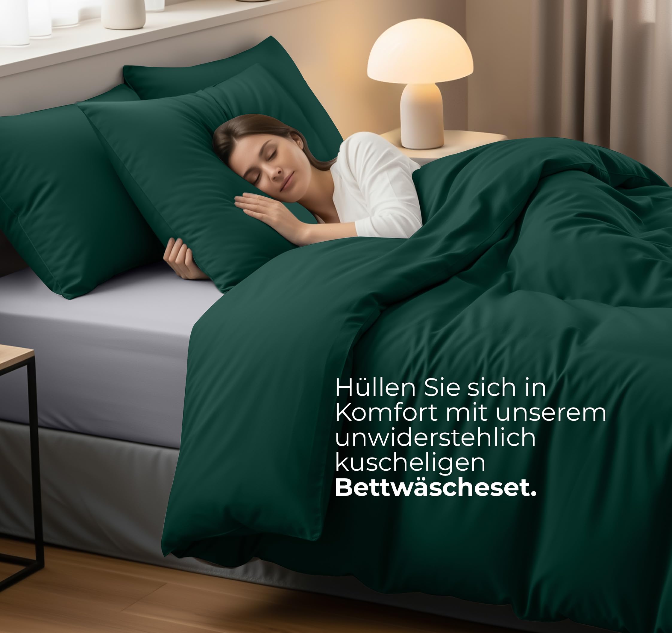 Utopia Bedding Bettwäsche 135x200 cm + 1 Kissenbezug 80x80 cm, Smaragd – Ansicht 3