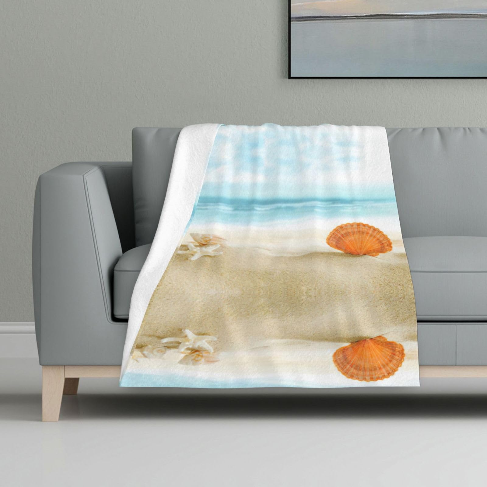 Couverture de plage Noël cadeau idéal plaid doux motif coquillages