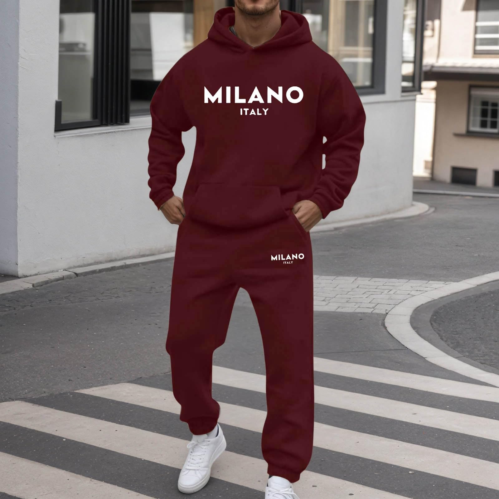Tuta Uomo Completa Sportivo Palestra Felpa e Pantaloni Jogging Set Completa 2 Pezzi Tute Fitness Larghi Ginnastica Completi Completo