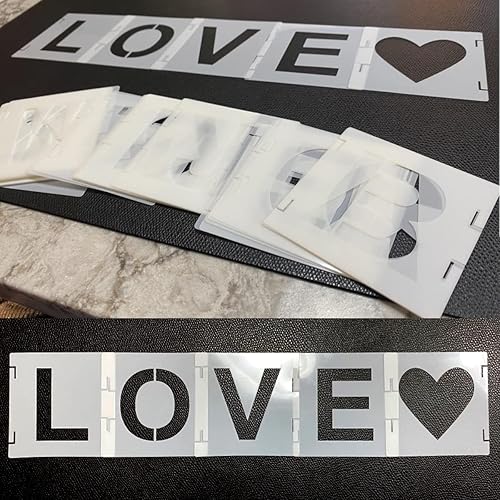 Miniatura 6 de Kit de plantillas para manualidades símbolos de 1 pulgada, 42 plantillas del alfabeto, plantilla de plástico reutilizable entrelazada