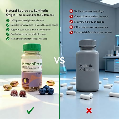 Miniatura 2 de Primera fito-melatonina de pistacho del mundo  Gomitas de melatonina para dormir a base de plantas de 1 mg con extracto de pistacho  Veganas, sin